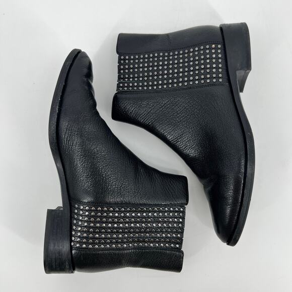 Diane Von Furstenberg Jena Chelsea Boots Womens 7M Black Leather Studded Ankle - Picture 4 of 11